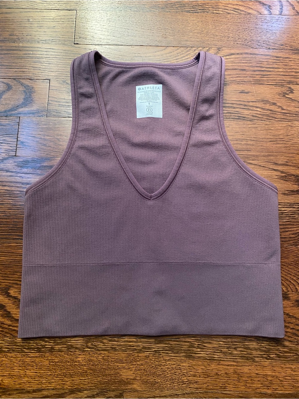 Athleta Aurora Seamless Crop Rib Tank Top Small Mauve Volcanic Violet Ribbed
